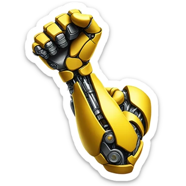 Flexing yellow mechanical cyborg bicep and arm sticker