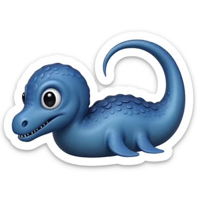 A realistic greyish-dark-blue gloomy Loch-Ness-plesiosaurus-monster with black tiny orb-eyes sticker