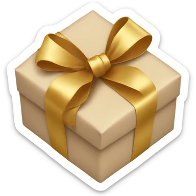 Beige gift wrapped with a golden ribbon sticker