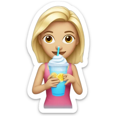 Blonde Girl with iced drink sticker