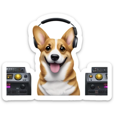 Corgi as a deejay  sticker
