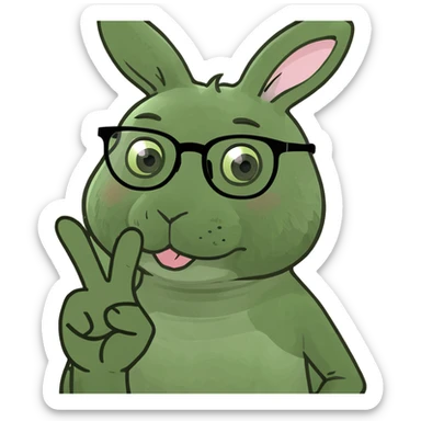 bunny with glasses doing an ok sign sticker