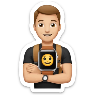 man wearing a black strap watch sticker