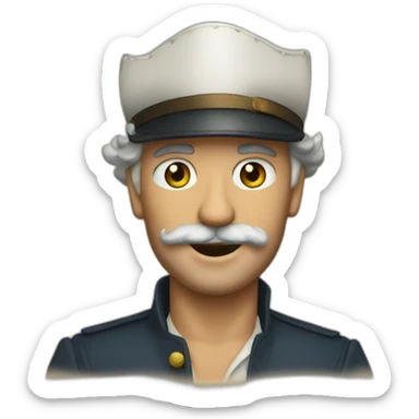 Dick Sand at the helm of the schooner sticker