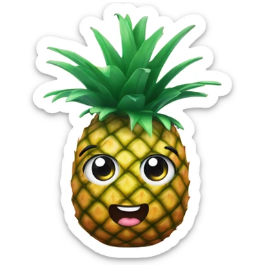 3D  pineapple  👱‍♀️🍍 with big shiny eyes.  pineapple cute  ☺️ sticker