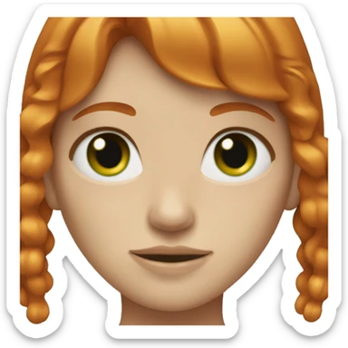 ginger girl with bangs and green eyes  sticker