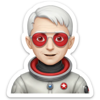 Captain Nosferatu – pale vampire in silver spacesuit, red-tinted aviator glasses, floating with a smug grin sticker