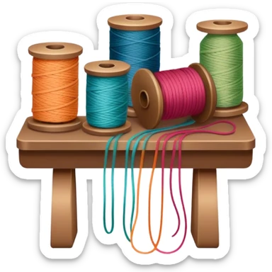 Weaving icon, spools of yarn, fabric swatches, sewing patterns, and finished clothes, minimalistic style, clean lines, transparent background. sticker