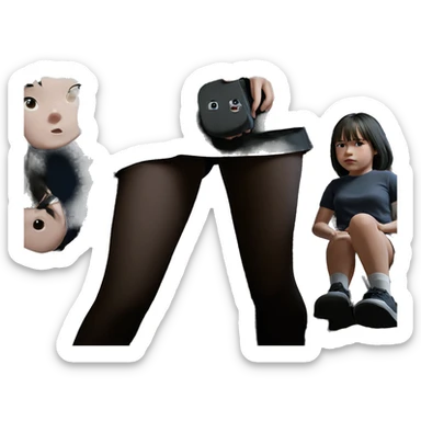 black haired girl in skirt sticker