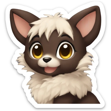 Anthro Shy Cute Chibi Dark Brown Furry Animal Anthro Sona sticker