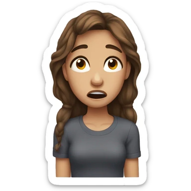 Brown hair girl crying emotion  sticker