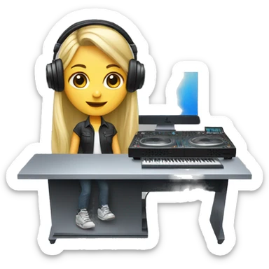 Audio technician blonde girl with a dj desk sticker