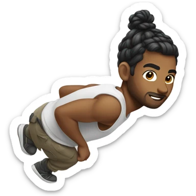 young guy with man bun climbing  sticker