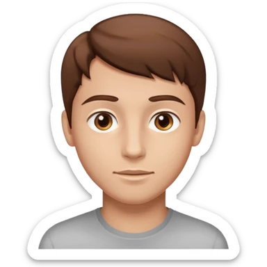 young man with smooth skin, bright eyes, brown hair sticker