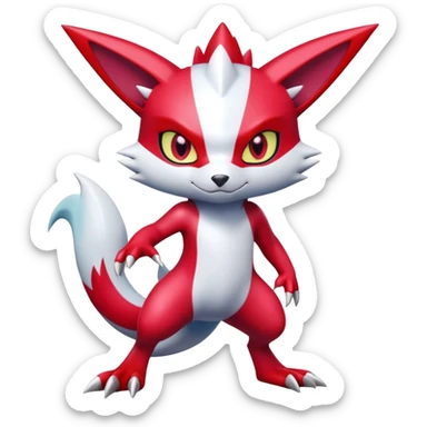 Cool Shiny Digimon-Sneasel-Zangoose-hybrid full body sticker