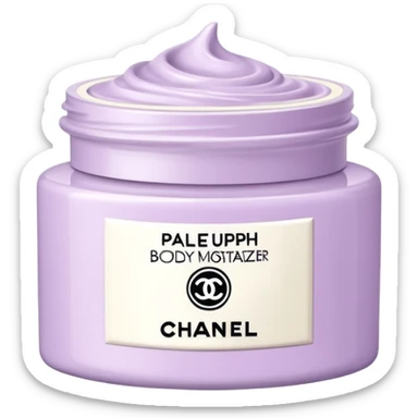 Pale purple body moisturizer cream pot with Chanel  sticker