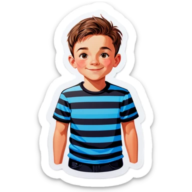 striped shirt boy portrait sticker