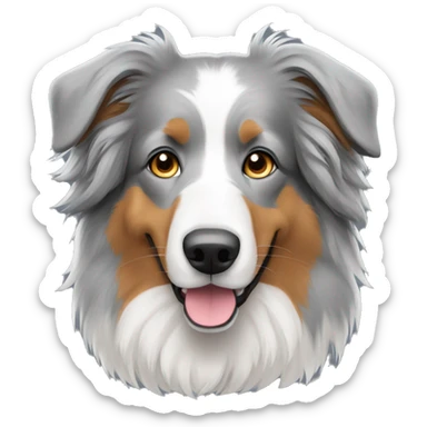 a long haired gray dog, english shepherd. Only grey sticker