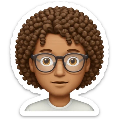 homme blanc brun avec cheveux frisés et lunette sticker