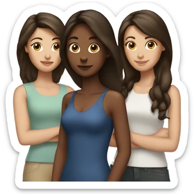 three brunette friends sticker