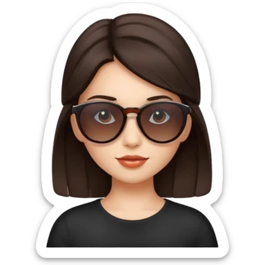 A pretty dark brown haired girl with sunglasses oh head  sticker