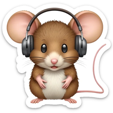 Mouse wearing noise canceling headphones  sticker