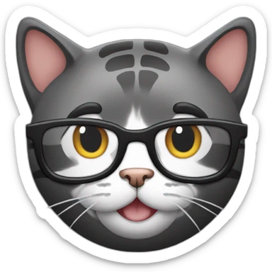 cat-black-smile-bigear-with-glasses sticker