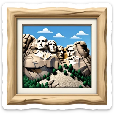 Mount Rushmore Landmark Emoji – Displaying the carved faces of four U.S. presidents in the granite mountainside. sticker