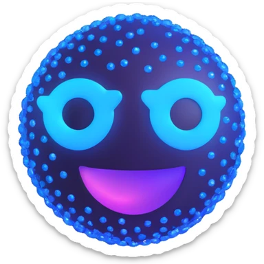AI sparkle emoji, neon blue and purple, tech-inspired sticker