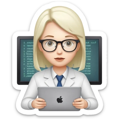 modern ghost IT specialist with glasses, code on screen, association with interviews sticker