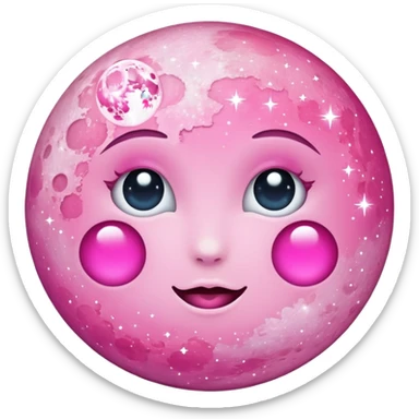 Pink sparkly moon sticker