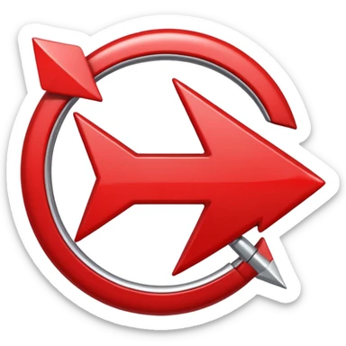 Red circle with a tilted arrow going through it sticker