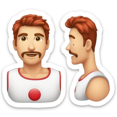 Faccia da pagliaccio, sopracciglia rosse occhi scuri naso rosso bocca rossa con sorriso allargato, capelli verdi sticker