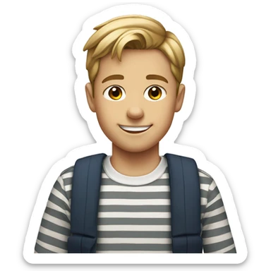 smiling auburn boy in striped shirt sticker