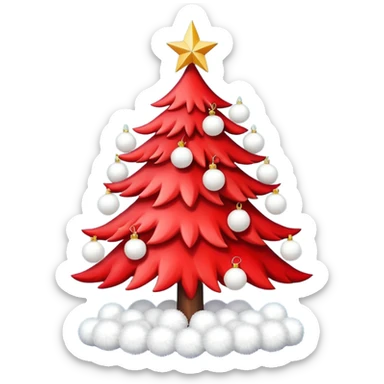 red Christmas tree with white star and white Christmas balls sticker