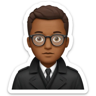 black man in black trenchcoat and glasses sticker