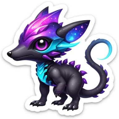 Epic Edgy Cute Vibrant Dark Nebula Modern Vernid-Protogen-creature-animal, full body sticker