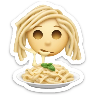 fettucini alfredo pasta with grilled chicken sticker