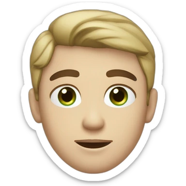 blond boy, with blue eyes, dark eybrows and shorter hair and a brown wool pullover with girl brown hair and green eyes  sticker