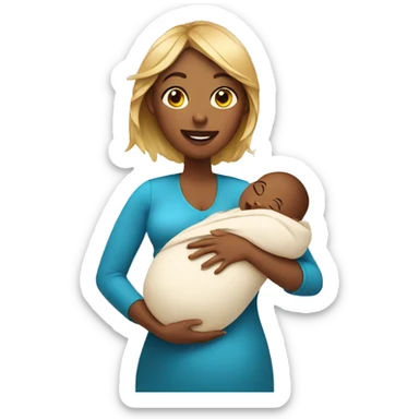 Pregnant Woman Holding A Newborn Baby sticker