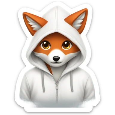 White fox hoodie white and red sticker
