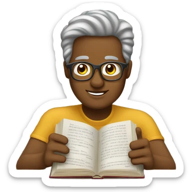 Étudiant de 40 ans en train de lire un livre sticker