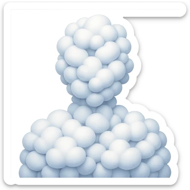 front view contour of a person from shoulders up, filled entirely with 3D emoji-style clouds that are voluminous, white, soft, with realistic light and shadows, in 3D emoji style sticker