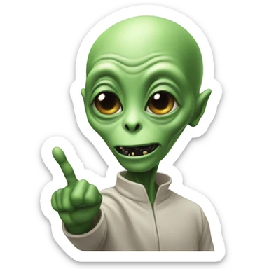Alien raising a finger sticker