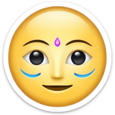 Create a minimal glowing emoji symbol of pure consciousness (Chetna) and formless God. Abstract divine energy, radiant light, infinity aura, cosmic spiritual vibe. No human form. Golden, blue, violet glow. Clean modern emoji style. sticker