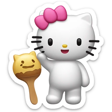 hello kitty saltando en una pata y con una mano en la cabeza sticker