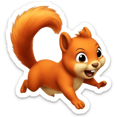 little jumping orange burnt squirrel sticker