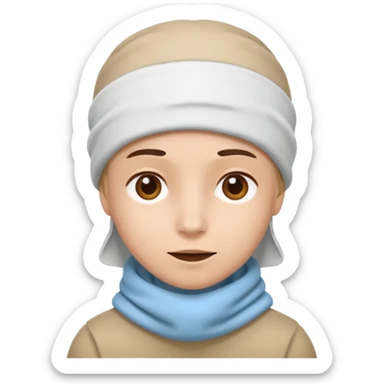 A person with headaches and a cold pack on the head sticker