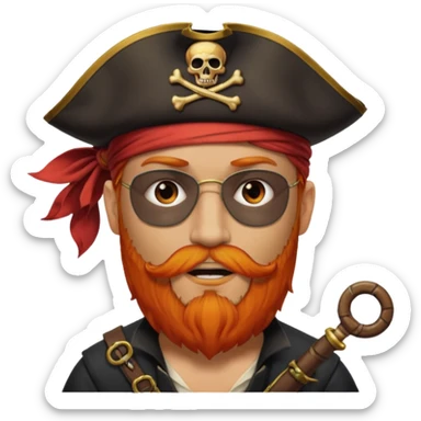 Pirata con un parche en el ojo y con barba anaranjado sticker