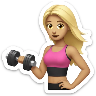 Blonde girl with dumbbells in her hands sticker
